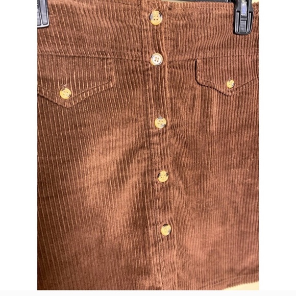 Vintage Corduroy Mini Brown Button Front Skirt Large - Picture 3 of 11